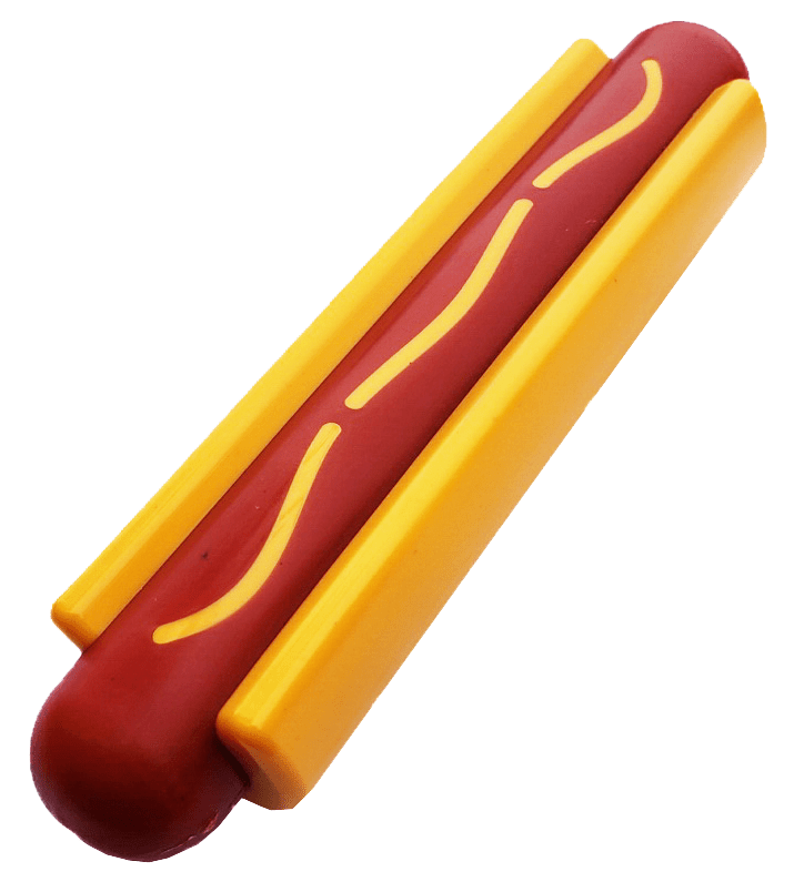 SP Hot Dog Ultra Durable Nylon Dog Chew Toy for Aggressive Chewers - Yellow/Red - Hot Dog Nylon Toy