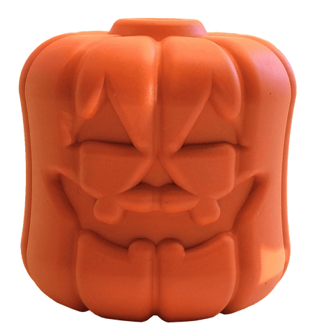 MKB Jack O' Lantern Durable Rubber Chew Toy & Treat Dispenser - Large - Orange - Large Jack-O-Lantern Toy