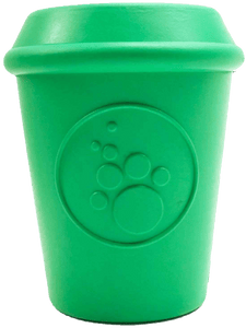 Coffee Cup Durable Rubber Chew Toy and Treat Dispenser - Large Coffee Cup Treat Dispenser - GREEN