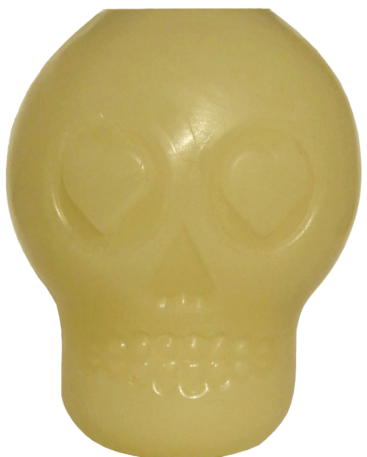 MKB Glow in the Dark Sugar Skull Chew Toy & Treat Dispenser - Medium - Translucent - MEDIUM