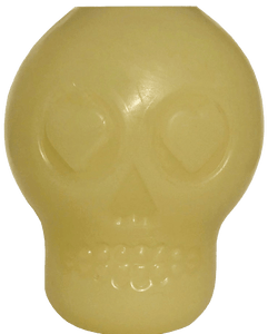 MKB Glow in the Dark Sugar Skull Chew Toy & Treat Dispenser - Medium - Translucent - MEDIUM