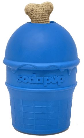 SP Ice Cream Cone Durable Rubber Chew Toy and Treat Dispenser - Large Ice Cream Cone - Blue