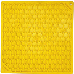 Honeycomb Design Emat Enrichment Lick Mat - Honeycomb E-Mat - large yellow