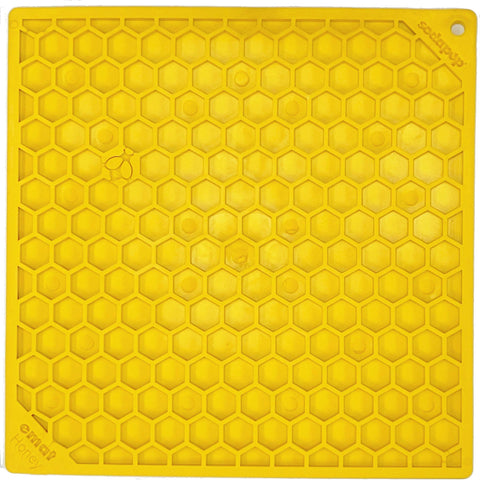 Honeycomb Design Emat Enrichment Lick Mat - Honeycomb E-Mat - large yellow